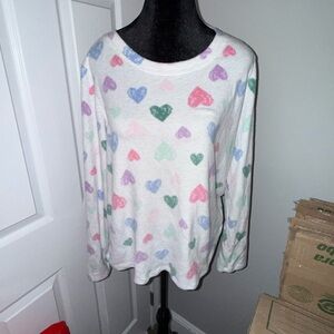 Heart Patterned Women's Soft Pajama Top